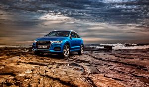 Preview wallpaper audi, q3, tfsi, quattro, au-spec, blue, side view