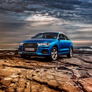 Preview wallpaper audi, q3, tfsi, quattro, au-spec, blue, side view