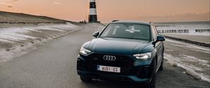 Preview wallpaper audi q5, audi, car, blue, front view