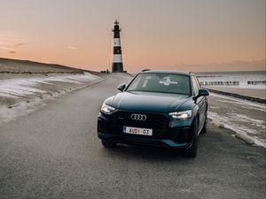 Preview wallpaper audi q5, audi, car, blue, front view