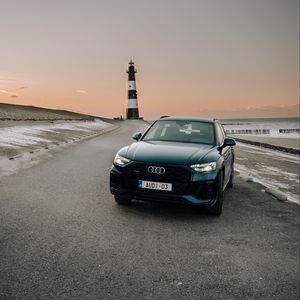 Preview wallpaper audi q5, audi, car, blue, front view