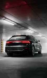 Preview wallpaper audi q8, audi, car, suv, black, rear view