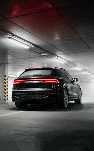 Preview wallpaper audi q8, audi, car, suv, black, rear view