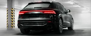 Preview wallpaper audi q8, audi, car, suv, black, rear view