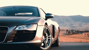 Preview wallpaper audi r8, audi, car, gray, sportscar, front view