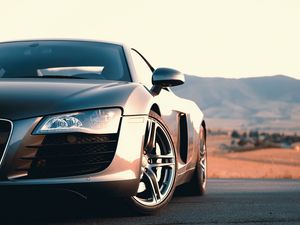 Preview wallpaper audi r8, audi, car, gray, sportscar, front view