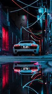 Preview wallpaper audi r8, audi, car, sports car, white, neon