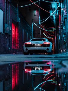 Preview wallpaper audi r8, audi, car, sports car, white, neon