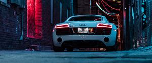 Preview wallpaper audi r8, audi, car, sports car, white, neon