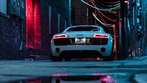 Preview wallpaper audi r8, audi, car, sports car, white, neon