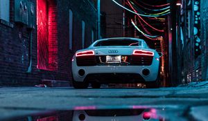 Preview wallpaper audi r8, audi, car, sports car, white, neon