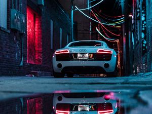 Preview wallpaper audi r8, audi, car, sports car, white, neon