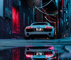 Preview wallpaper audi r8, audi, car, sports car, white, neon