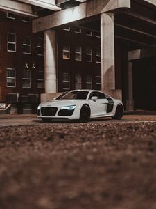 Preview wallpaper audi r8, audi, car, sports car, white, side view