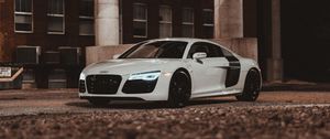 Preview wallpaper audi r8, audi, car, sports car, white, side view