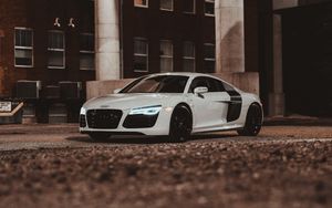 Preview wallpaper audi r8, audi, car, sports car, white, side view