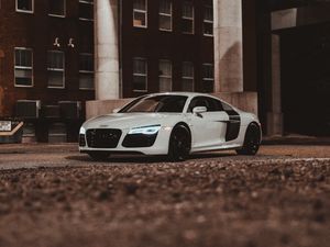 Preview wallpaper audi r8, audi, car, sports car, white, side view