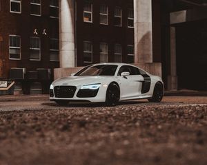 Preview wallpaper audi r8, audi, car, sports car, white, side view