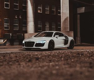 Preview wallpaper audi r8, audi, car, sports car, white, side view