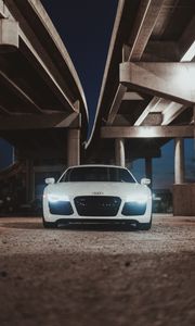 Preview wallpaper audi r8, audi, car, white, front view, light