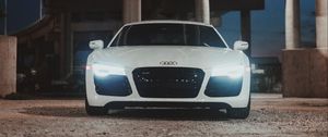 Preview wallpaper audi r8, audi, car, white, front view, light