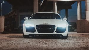 Preview wallpaper audi r8, audi, car, white, front view, light