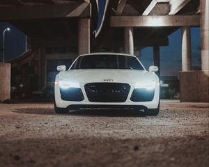 Preview wallpaper audi r8, audi, car, white, front view, light