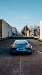 Preview wallpaper audi r8, audi, car, blue, rear view