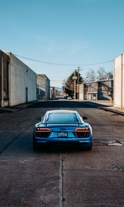 Preview wallpaper audi r8, audi, car, blue, rear view