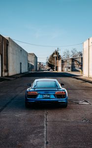 Preview wallpaper audi r8, audi, car, blue, rear view