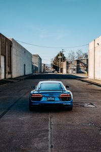 Preview wallpaper audi r8, audi, car, blue, rear view