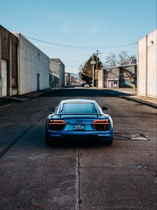 Preview wallpaper audi r8, audi, car, blue, rear view