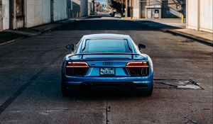 Preview wallpaper audi r8, audi, car, blue, rear view