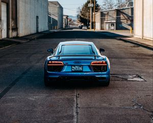 Preview wallpaper audi r8, audi, car, blue, rear view