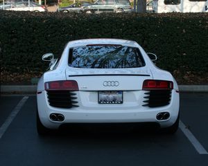 Preview wallpaper audi r8, audi, car, white, back view