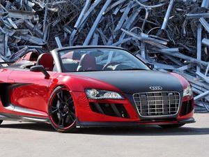 Preview wallpaper audi r8, audi, convertible, dump, front view