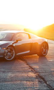 Preview wallpaper audi r8, audi, sports car, black, road, sunlight