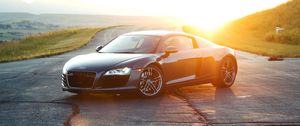 Preview wallpaper audi r8, audi, sports car, black, road, sunlight