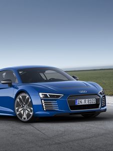 Preview wallpaper audi, r8, e-tron, blue, side view