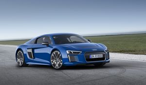 Preview wallpaper audi, r8, e-tron, blue, side view