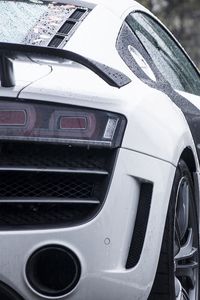 Preview wallpaper audi, r8, gt, silver, rain, rear bumper