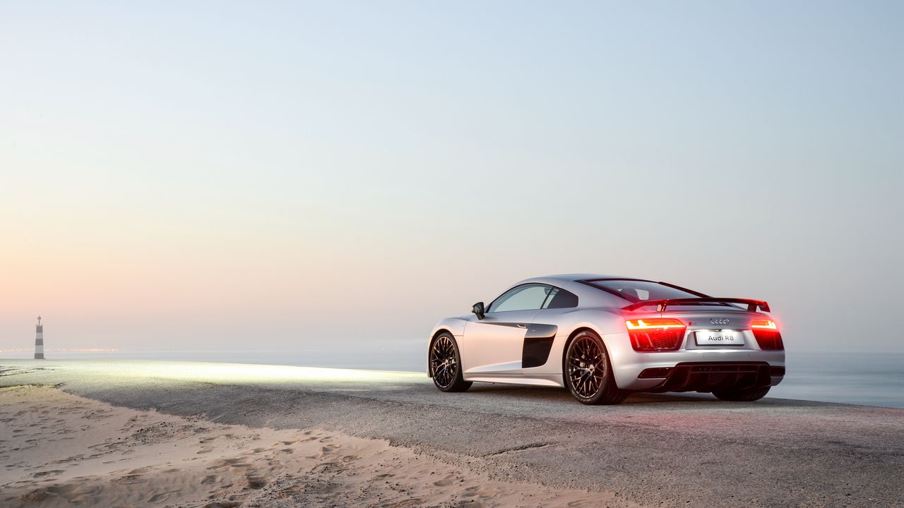 Wallpaper audi, r8, rear view, road