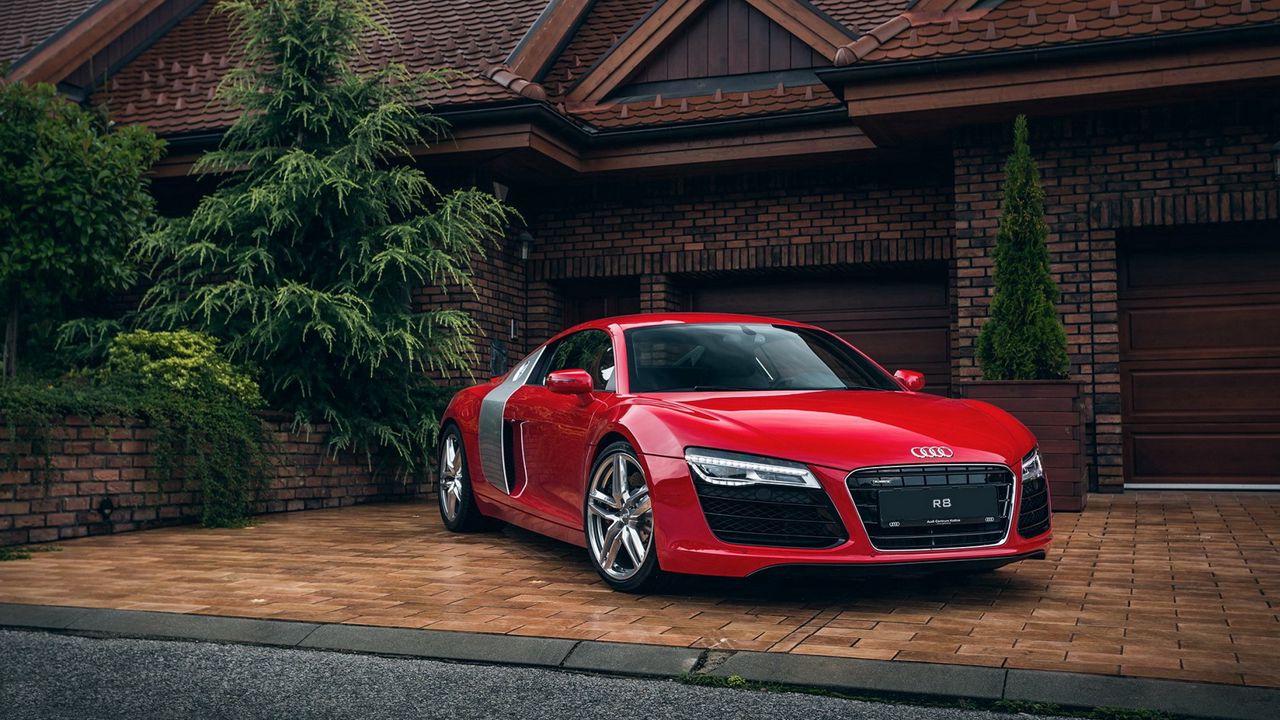 Wallpaper audi, r8, red, front view