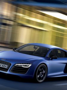 Preview wallpaper audi, r8, v10, blue, side view