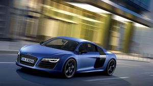 Preview wallpaper audi, r8, v10, blue, side view