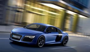 Preview wallpaper audi, r8, v10, blue, side view