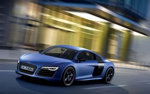 Preview wallpaper audi, r8, v10, blue, side view