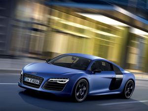 Preview wallpaper audi, r8, v10, blue, side view