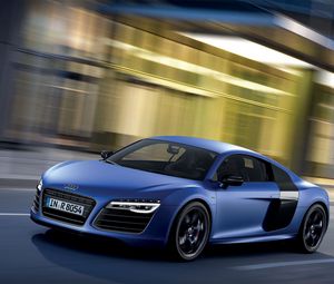 Preview wallpaper audi, r8, v10, blue, side view