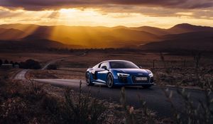 Preview wallpaper audi, r8, v10, side view, road